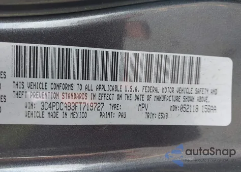 2015 Dodge Journey American Value Pkg from USA, damaged, VIN 3C4PDCAB3FT719727